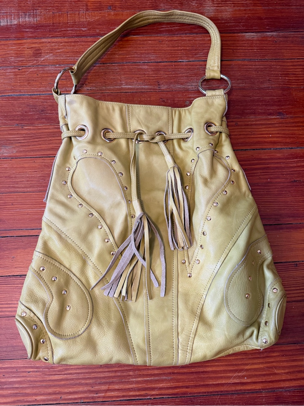 Rebecca Minkoff Olive-Toned Leather Tassel Shoulder Bag